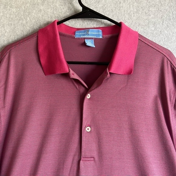 Fairway & Greene Polo Shirt Mens Large Striped Performance Golf Pureformance - Picture 1 of 6